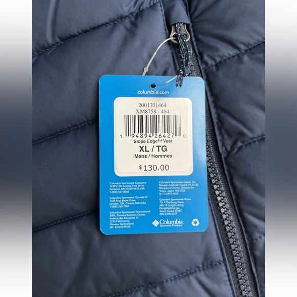 Columbia Slope Edge Insulated Vest Mens XL Blue Puffer Omni-Heat New Tags - Picture 12 of 13